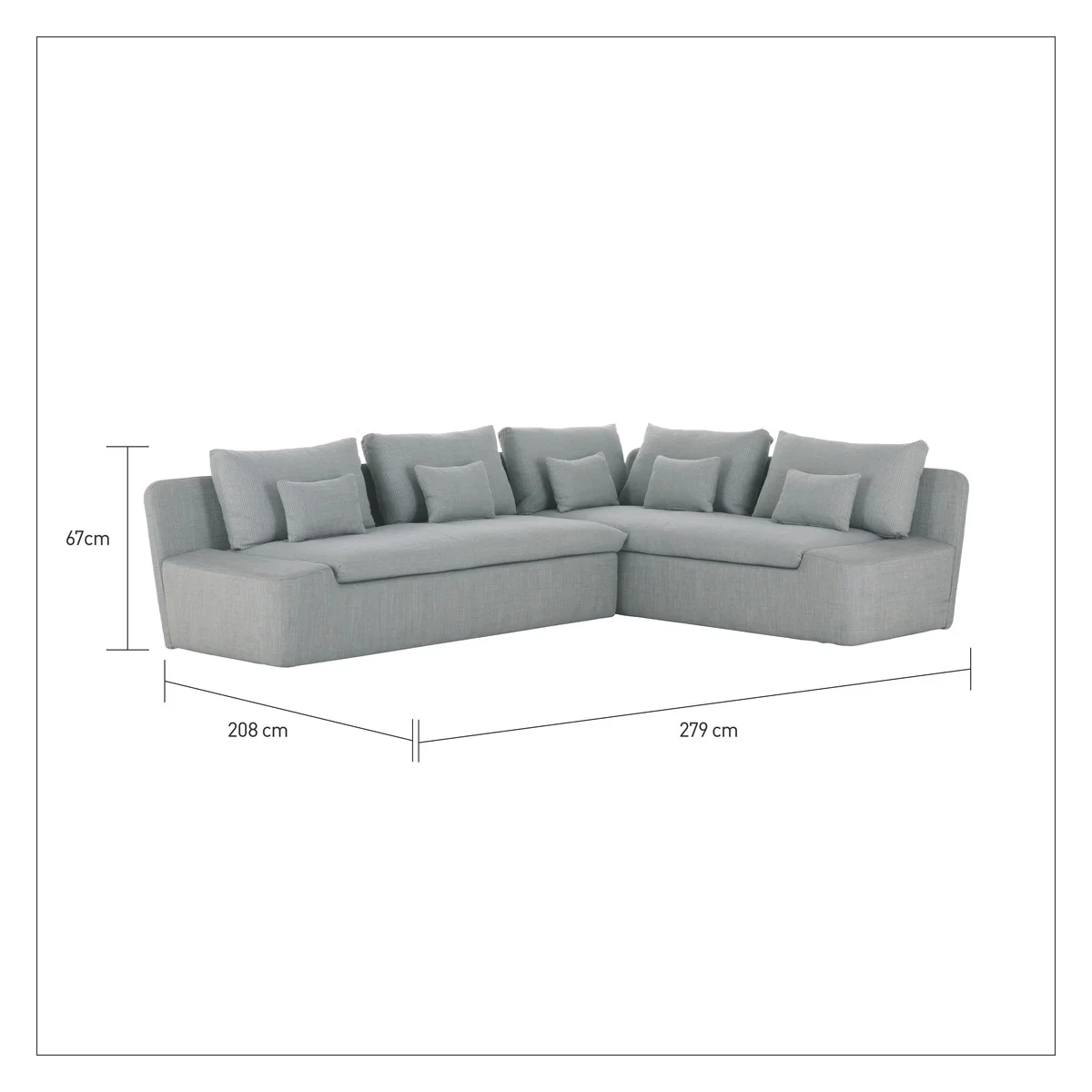 Kasha Charcoal Grey Textured FaBric Left-Arm Corner Sofa, Charcoal – image 3