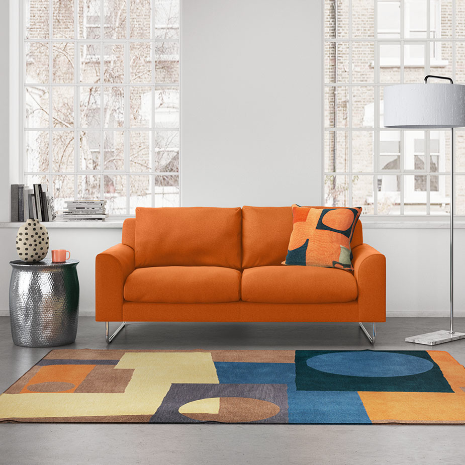 Lyle Yellow Textured FaBric 2 Seater Sofa, Yellow – image 2