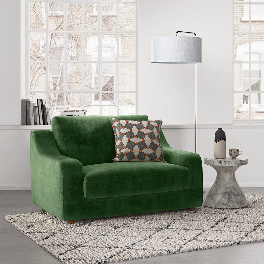 Slope Emerald Green Velvet Loveseat Sofa, Green – image 2