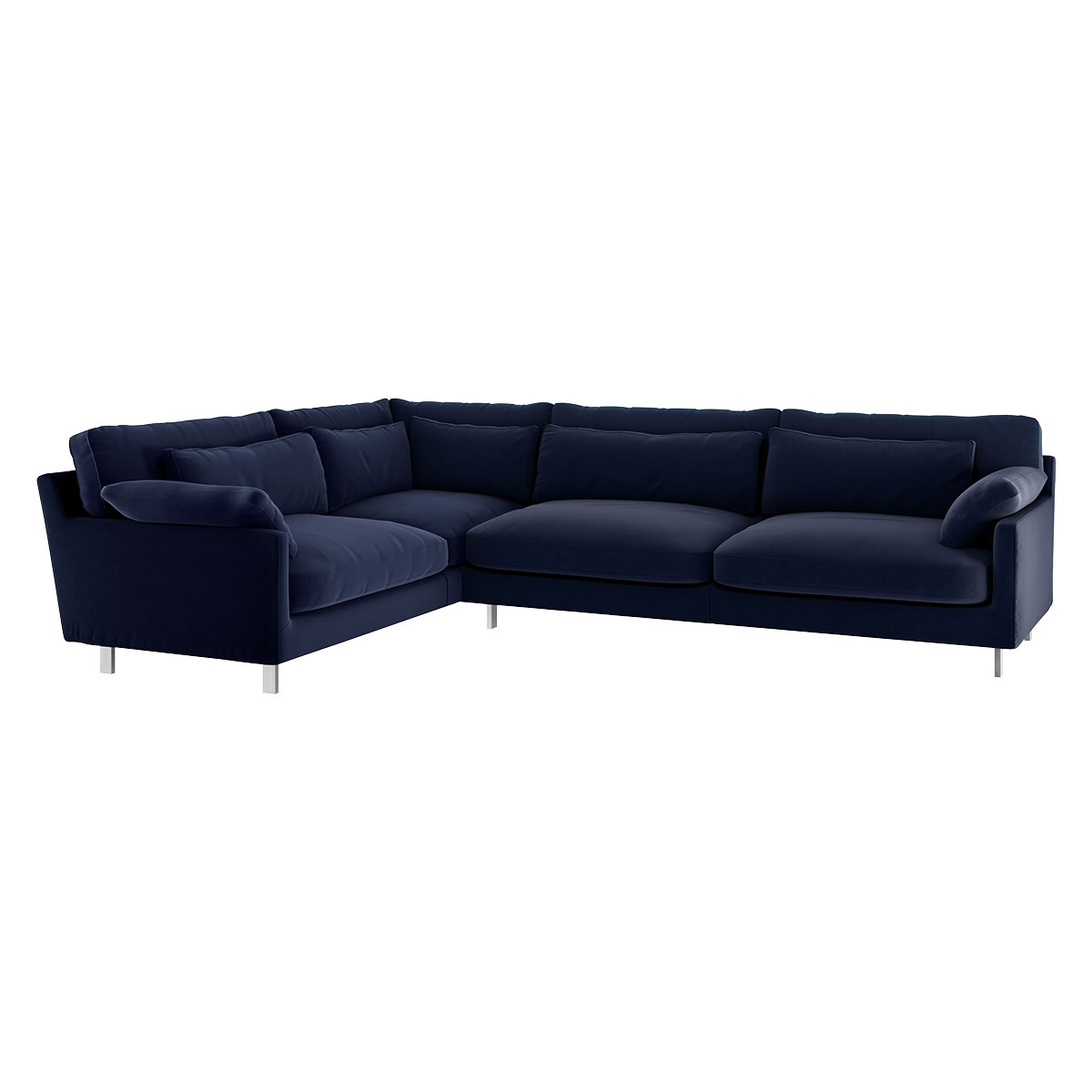 Cuscino Navy Blue Velvet Right-Arm Corner Sofa, Dark Blue – image 3