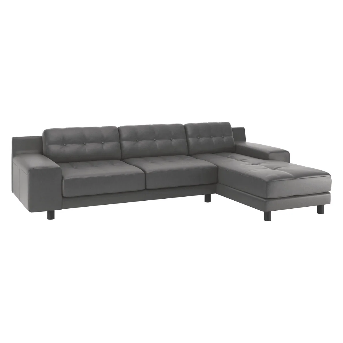 Hendricks Grey Luxury Leather Right Arm Chaise Sofa, Grey – image 3