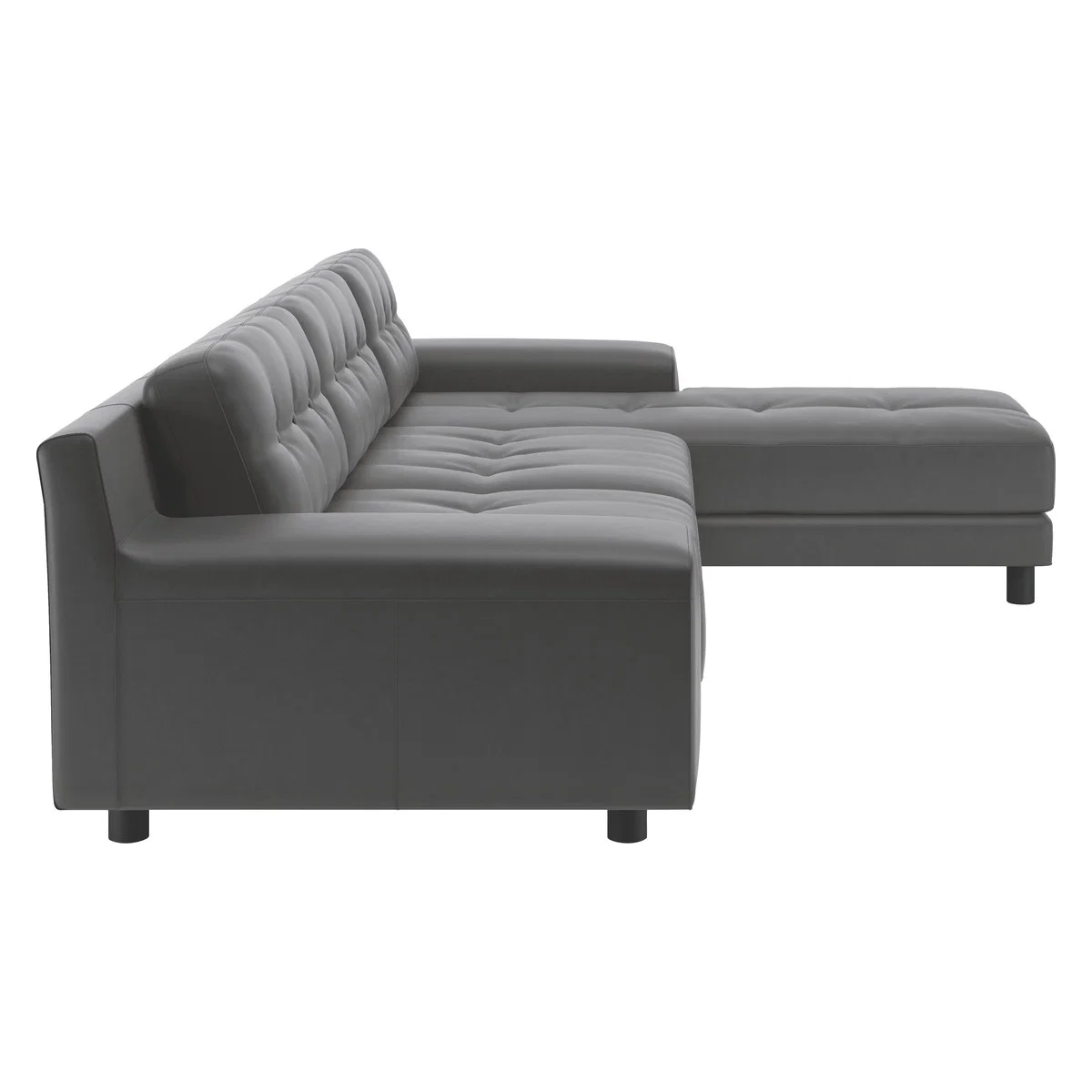 Hendricks Grey Luxury Leather Right Arm Chaise Sofa, Grey – image 4