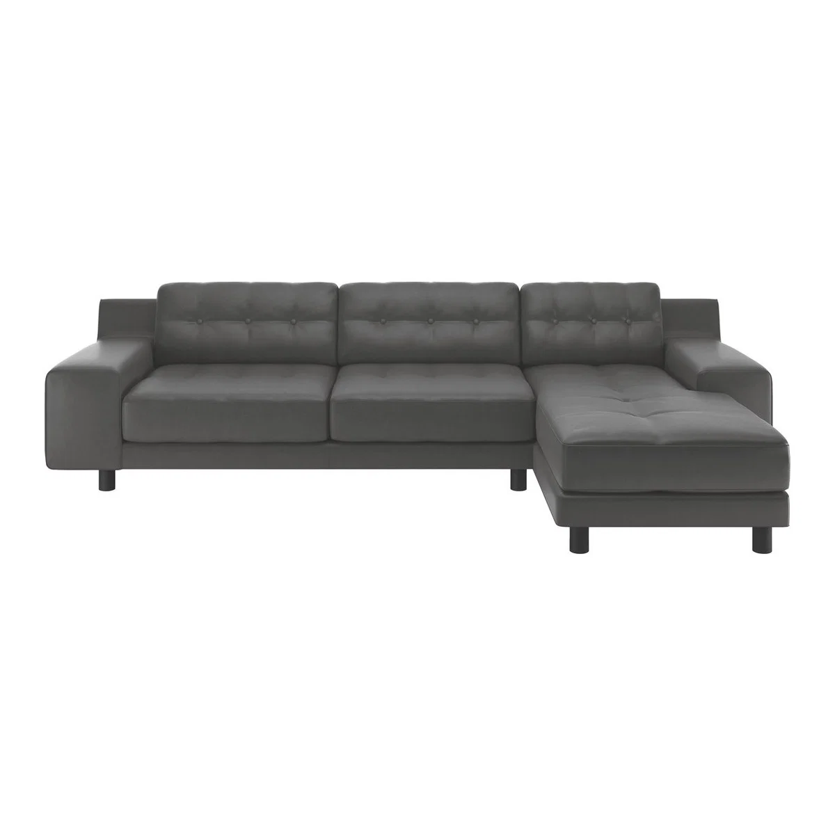Hendricks Grey Luxury Leather Right Arm Chaise Sofa, Grey – image 1