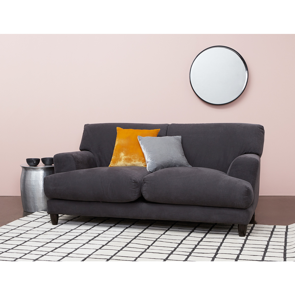 Askem Pink Velvet FaBric Compact Sofa, Pink – image 8