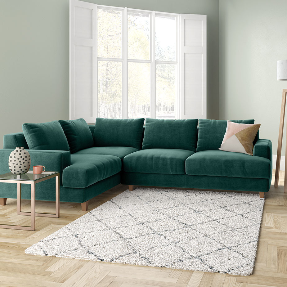 Wiltons Cobalt Blue Velvet Right Hand Corner Sofa, Blue – image 2