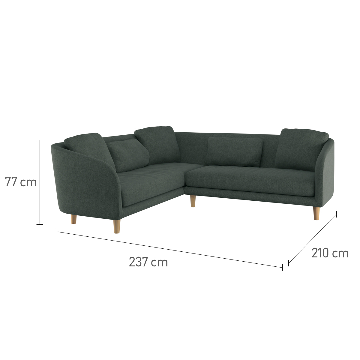 Colby Saffron Yellow FaBric Right Arm Corner Sofa, Saffron Yellow – image 8