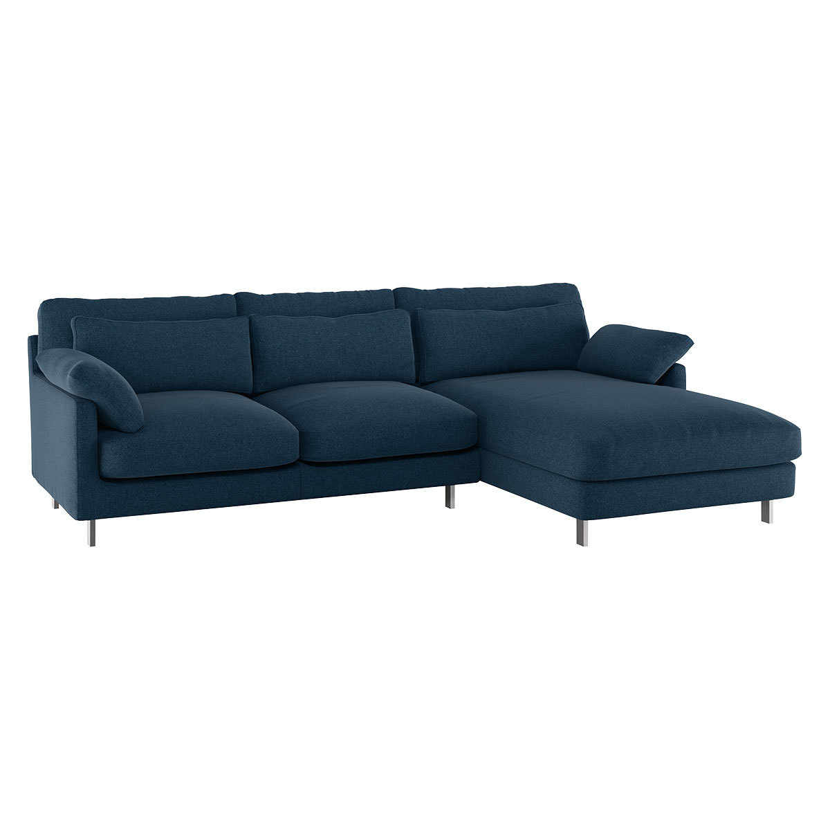 Cuscino Navy Blue Wool Tweed Right-Arm Chaise Sofa, Navy – image 3