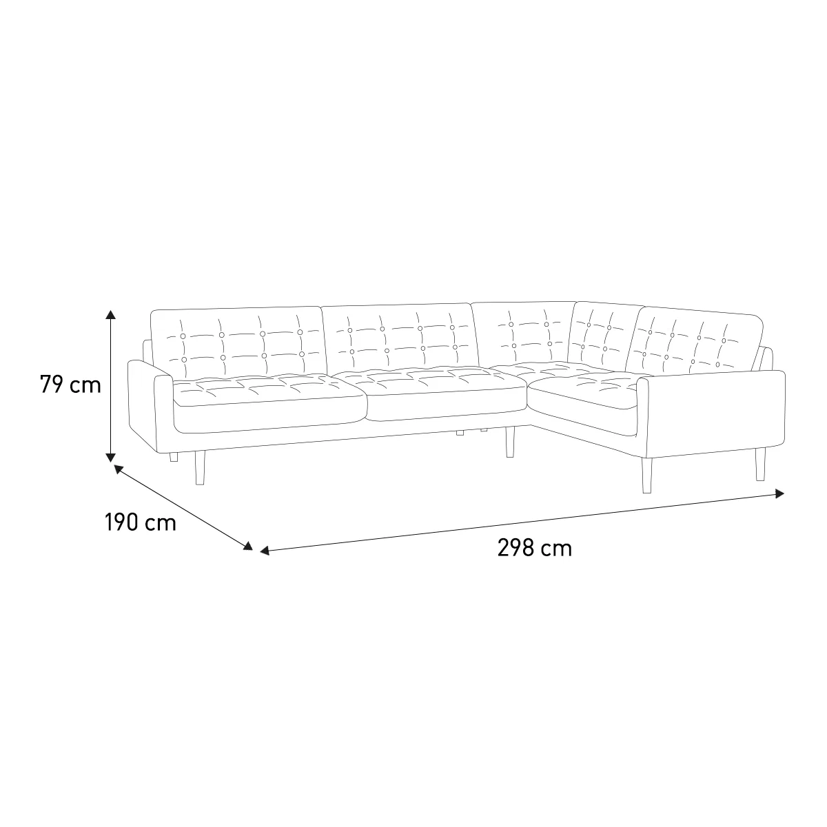 Fenner Black & White Woven Left-Hand 4 Seat Corner Sofa, Black And White – image 6