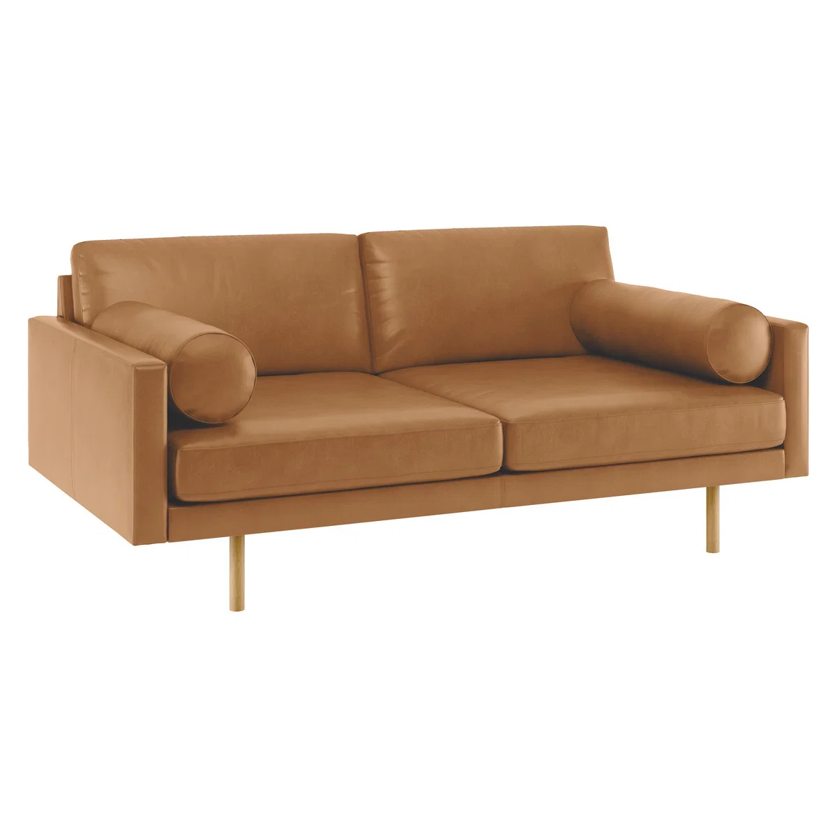 Spencer Mid Tan Leather 2 Seater Sofa, Oak Legs, Mid Tan – image 3