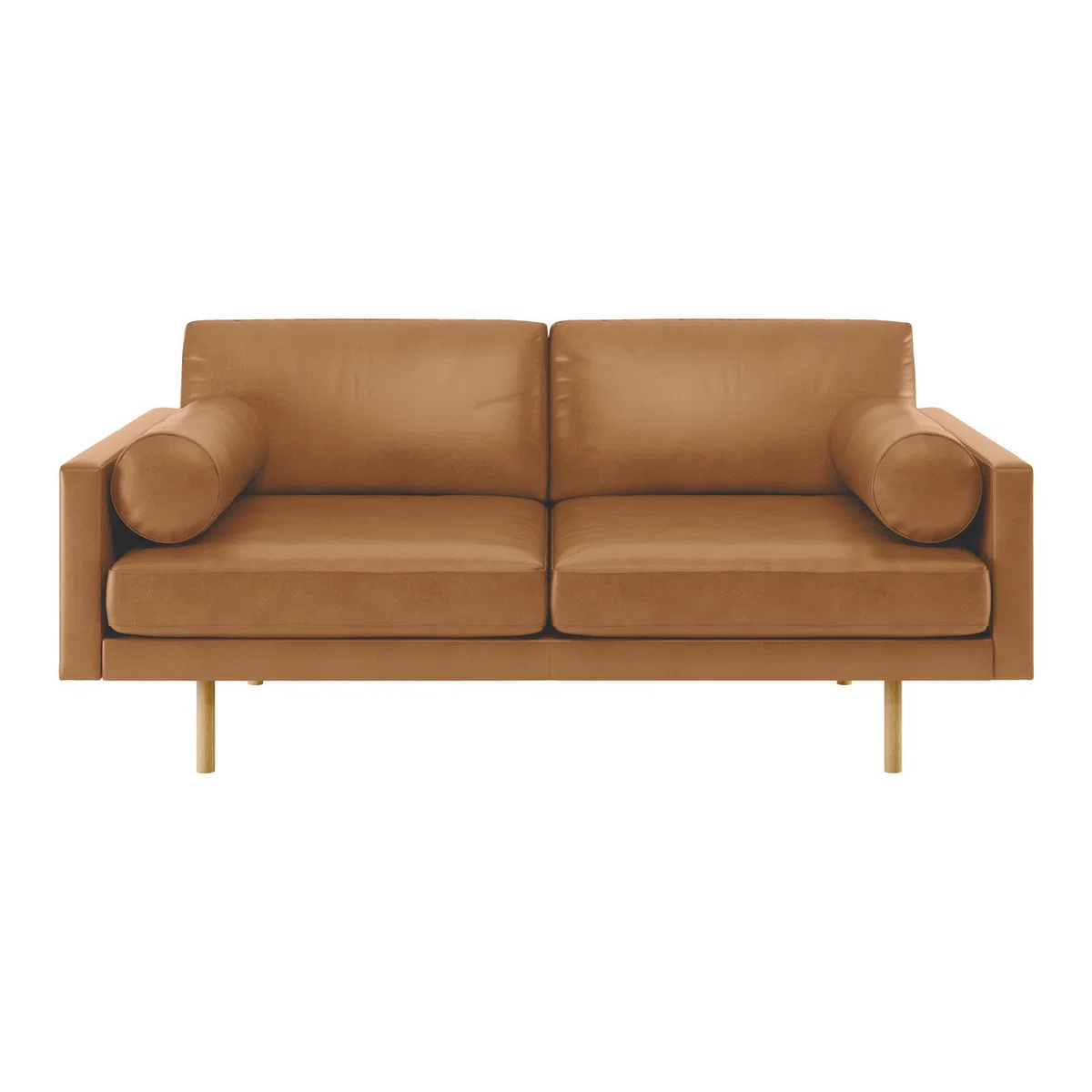 Spencer Mid Tan Leather 2 Seater Sofa, Oak Legs, Mid Tan – image 1