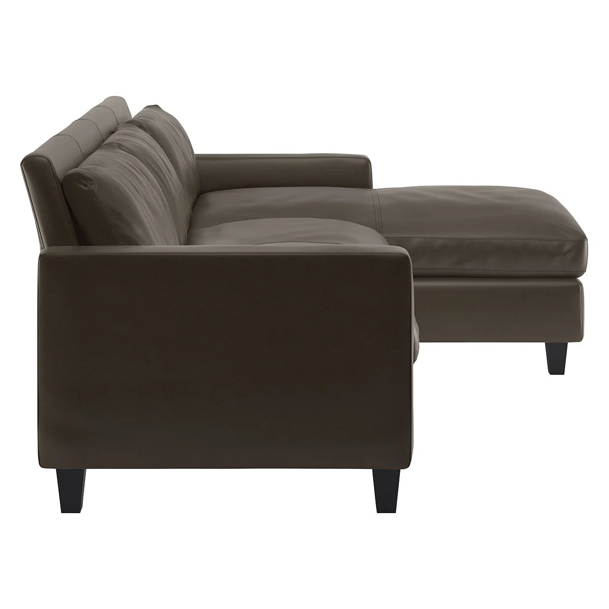 Chester Grey Leather 3 Seater Chaise Sofa, Dark Stained Feet, Grey – image 3