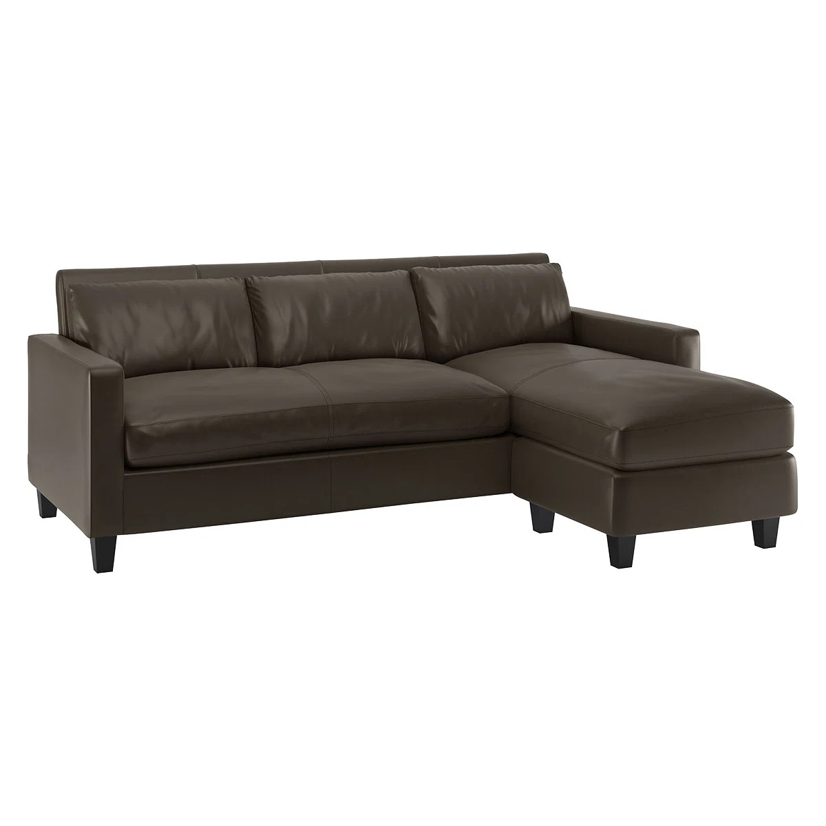 Chester Grey Leather 3 Seater Chaise Sofa, Dark Stained Feet, Grey – image 4
