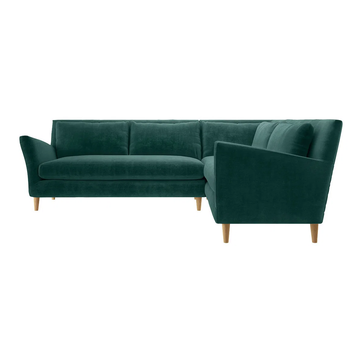 Keele Emerald Green Velvet Left -Arm Corner Sofa, Green – image 1