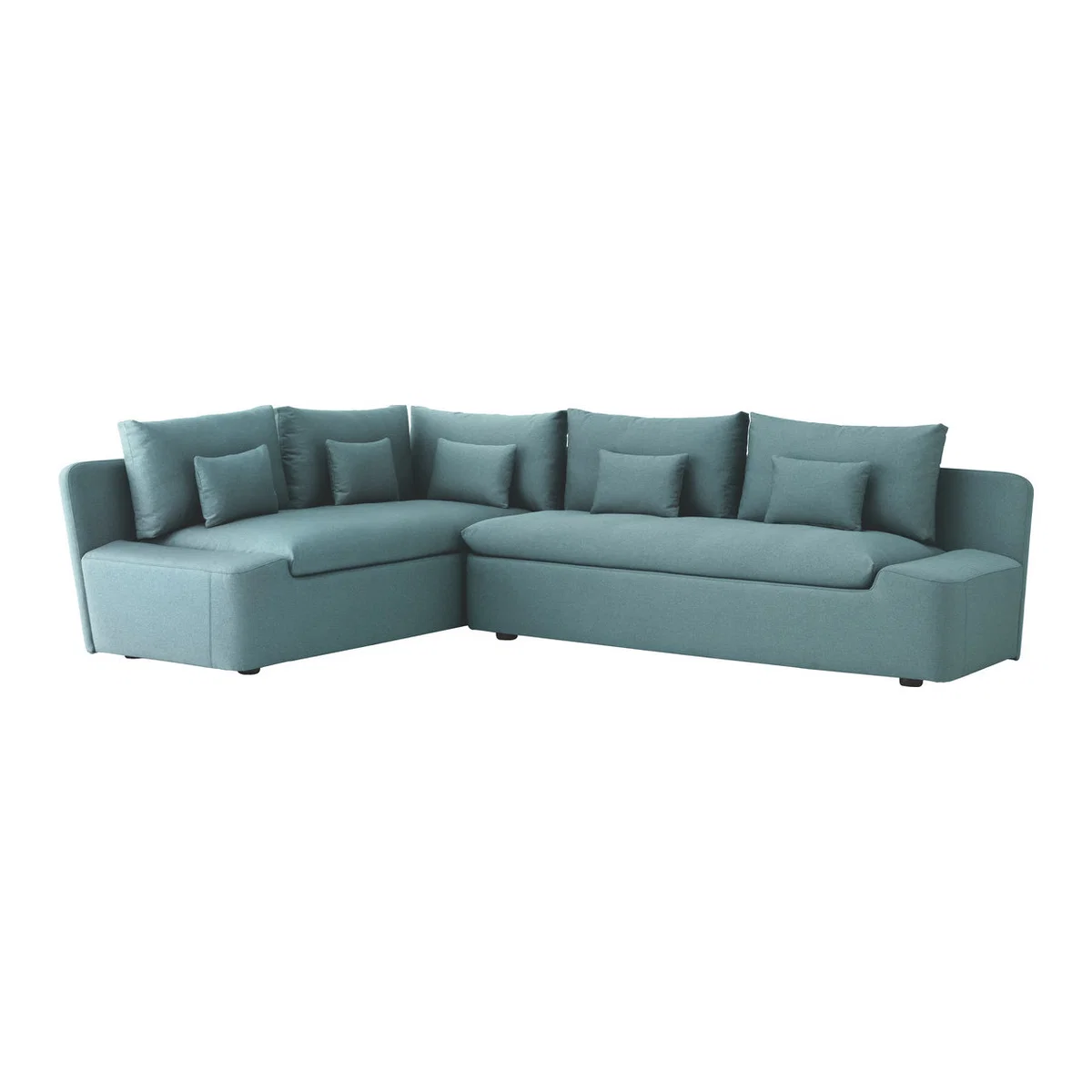 Kasha Teal Blue FaBric Right-Arm Corner Sofa, Blue – image 1