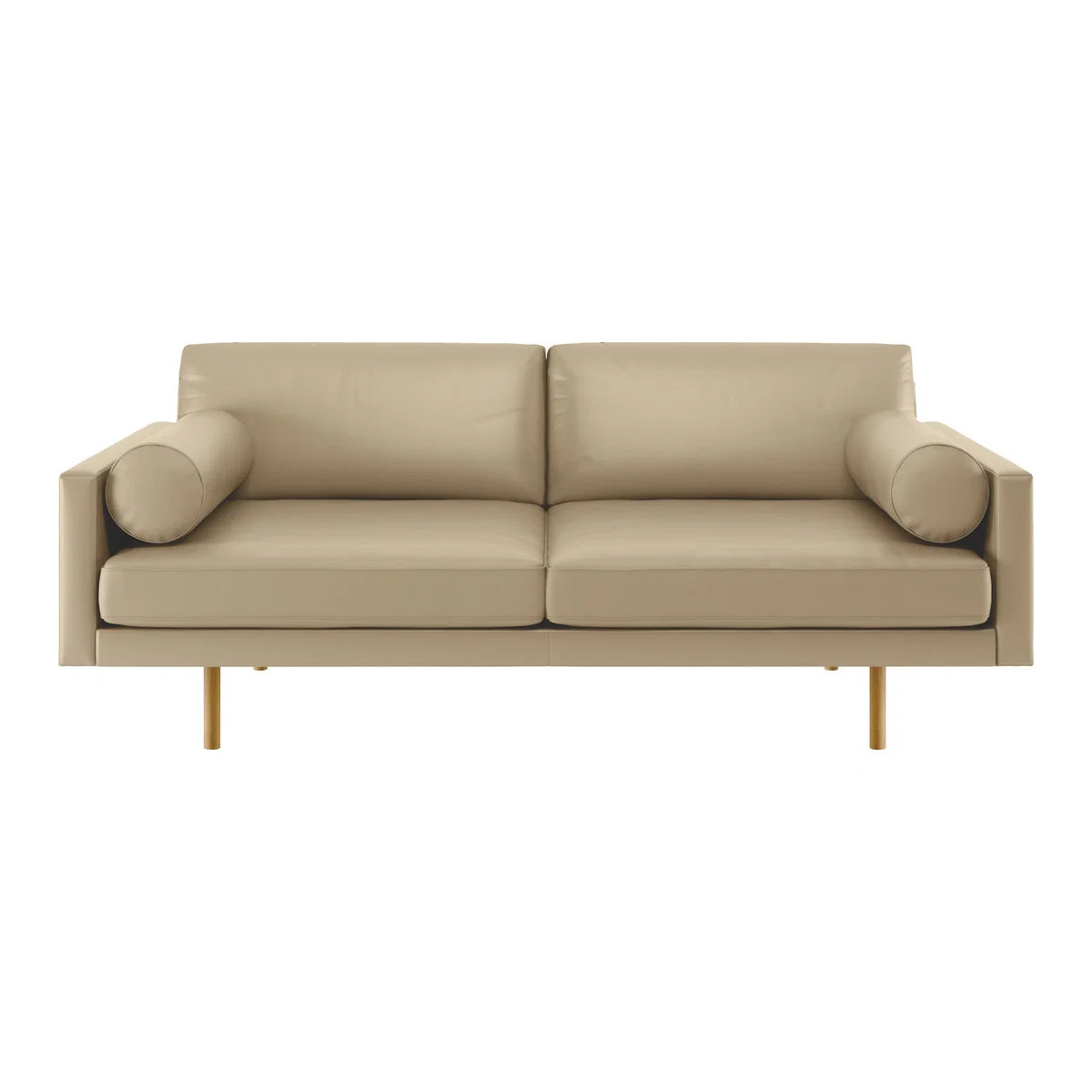 Spencer Stone Leather 3 Seater Sofa, Oak Legs, Stone – image 1