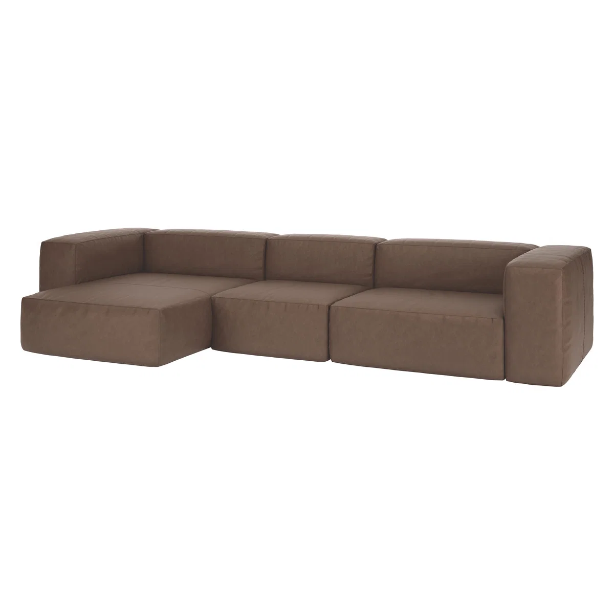 Opollo Light Brown Luxury Leather Large Left Arm Chaise Sofa, Light Brown – image 3