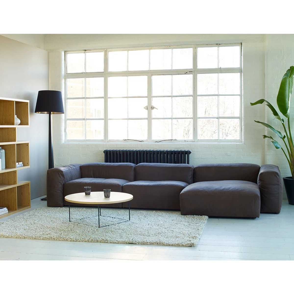 Opollo Light Brown Luxury Leather Large Left Arm Chaise Sofa, Light Brown – image 7