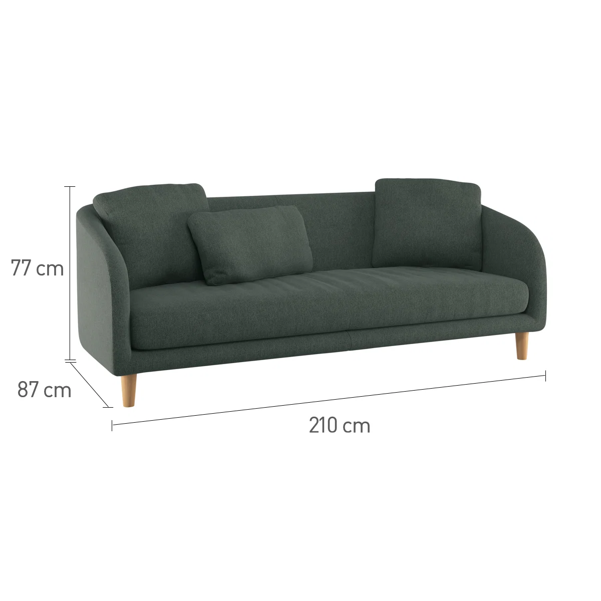 Colby Emerald Green Velvet 3 Seater Sofa, Green – image 8