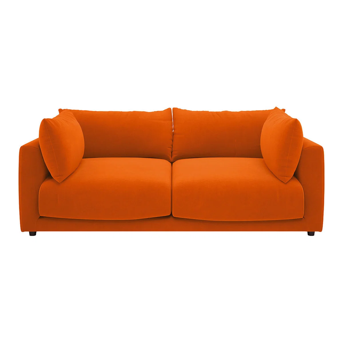 Clemence Orange Velvet 3 Seat Sofa, Orange – image 1