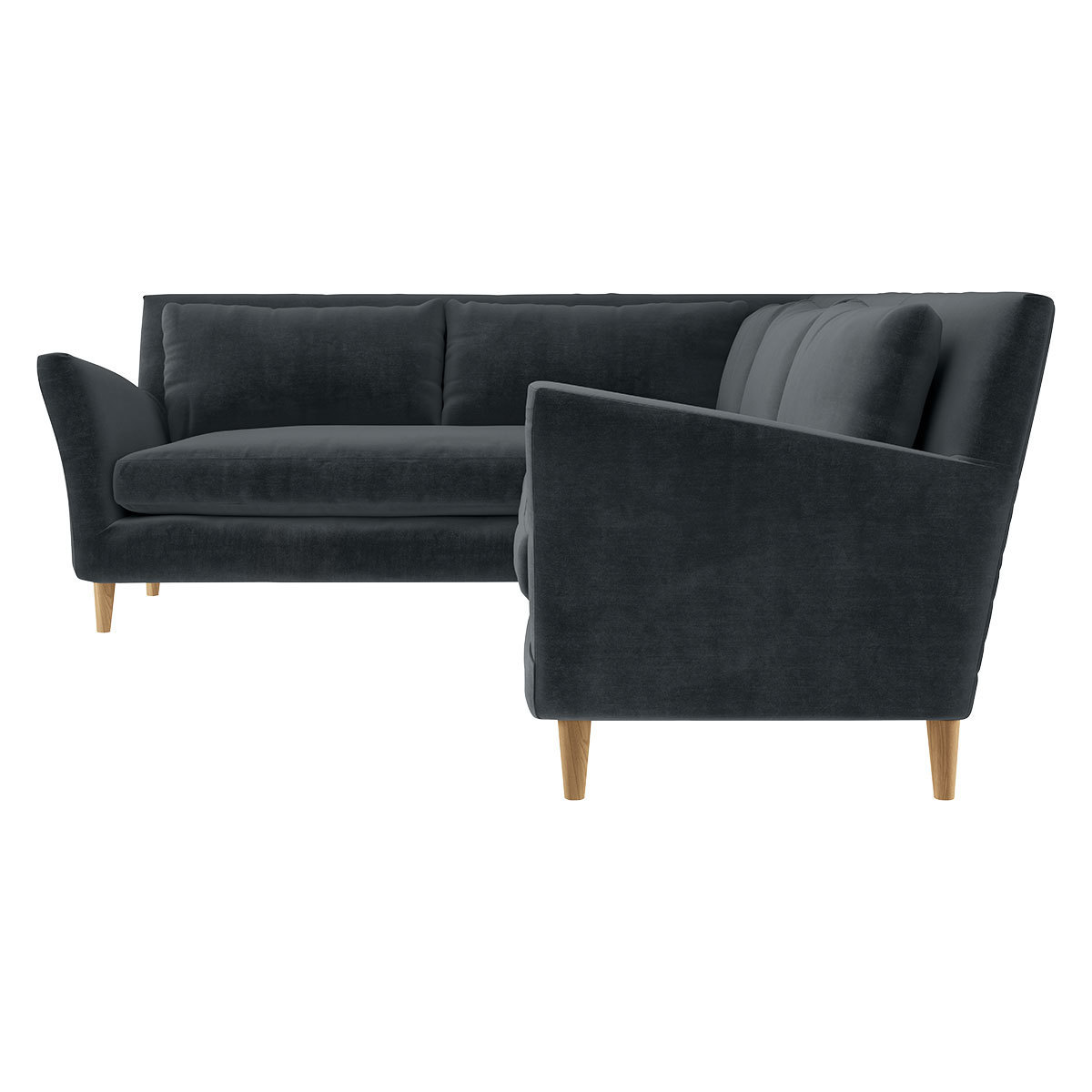 Keele Dark Grey Velvet Right -Arm Corner Sofa, Grey – image 4