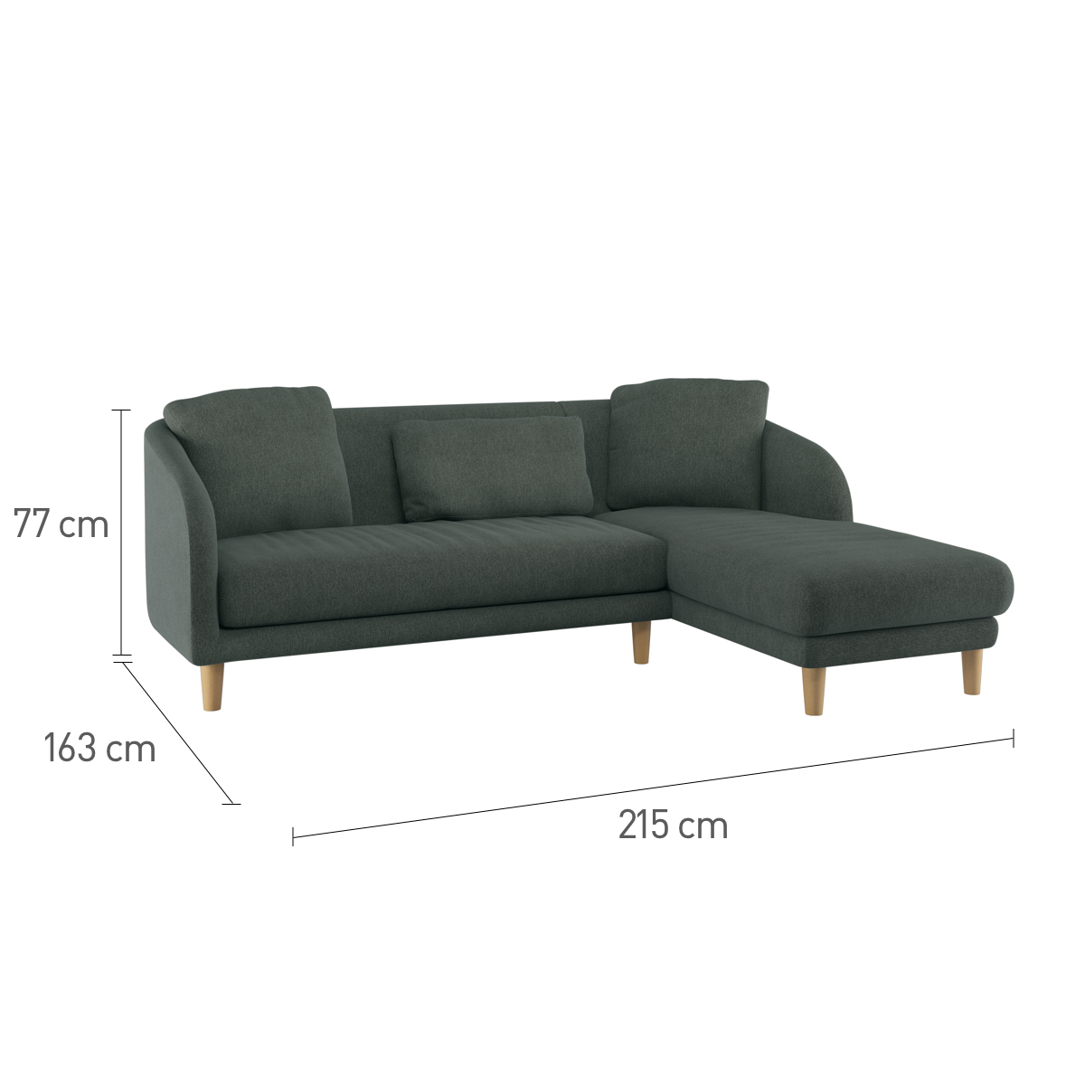 Colby Teal Green Wool Herringbone Right Arm Chaise Sofa, Green – image 8