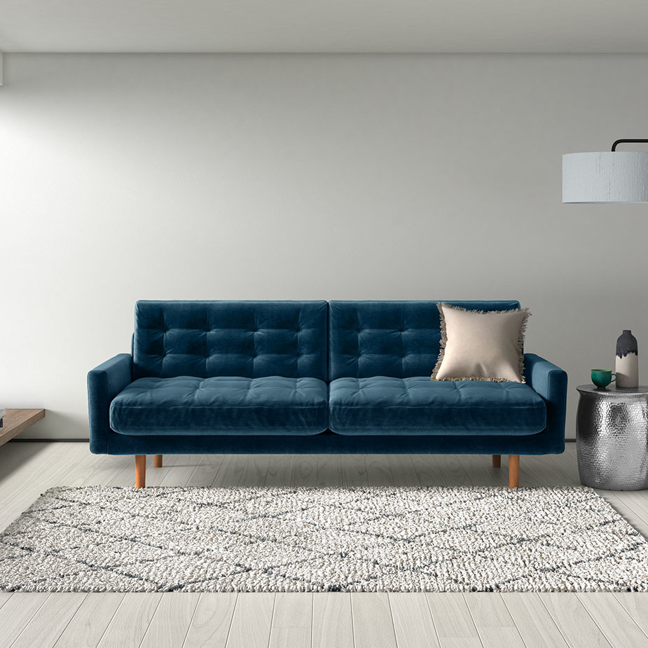 Fenner Teal Blue FaBric 3 Seater Sofa, Blue – image 8