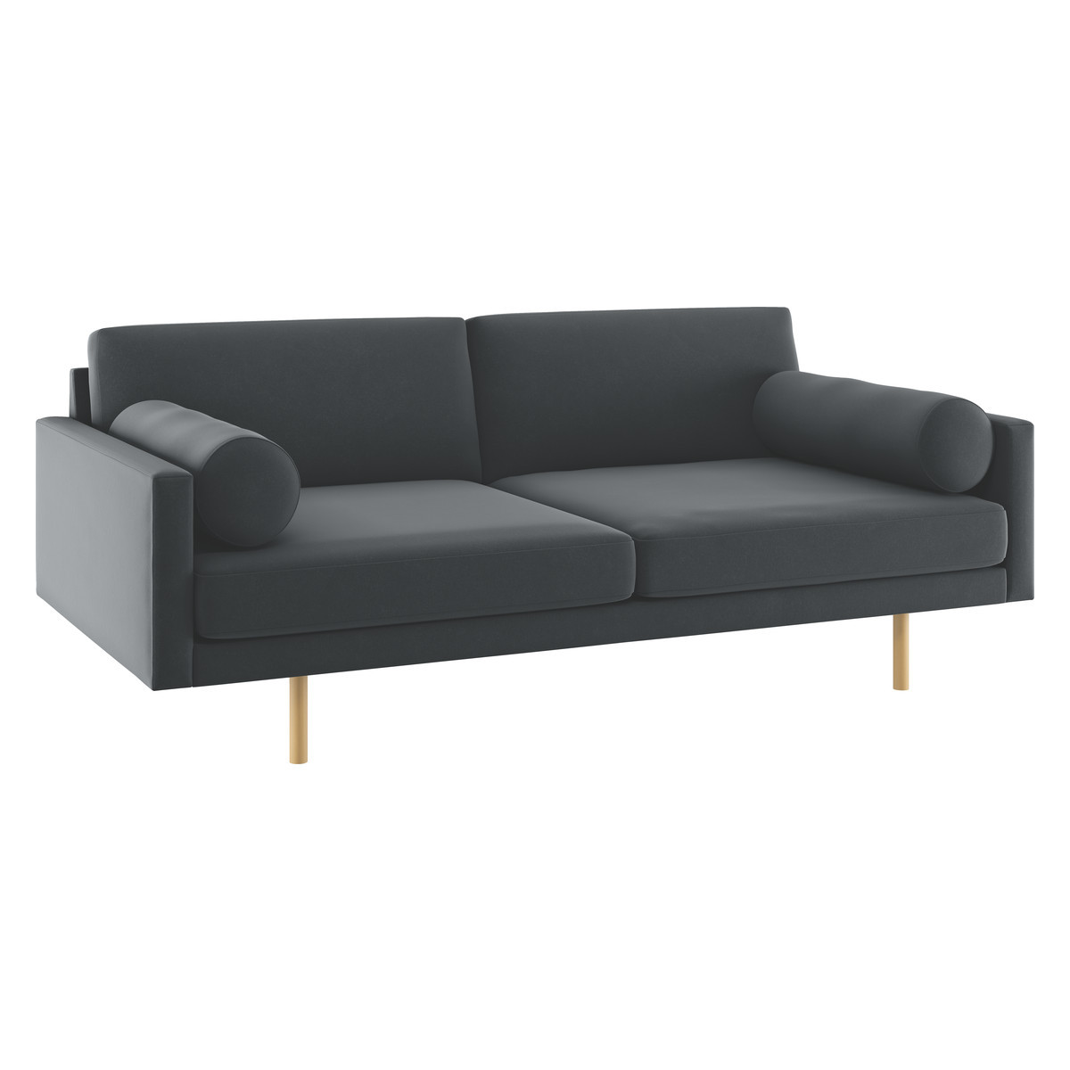 Spencer Dark Grey Velvet 3 Seater Sofa, Oak Legs, Grey – image 3
