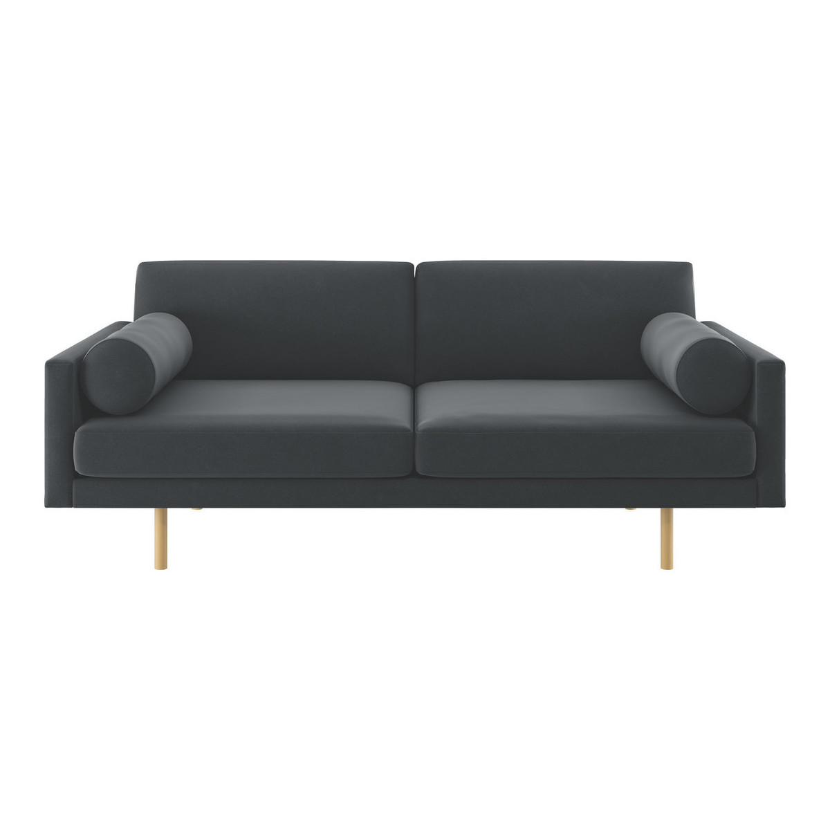 Spencer Dark Grey Velvet 3 Seater Sofa, Oak Legs, Grey – image 1