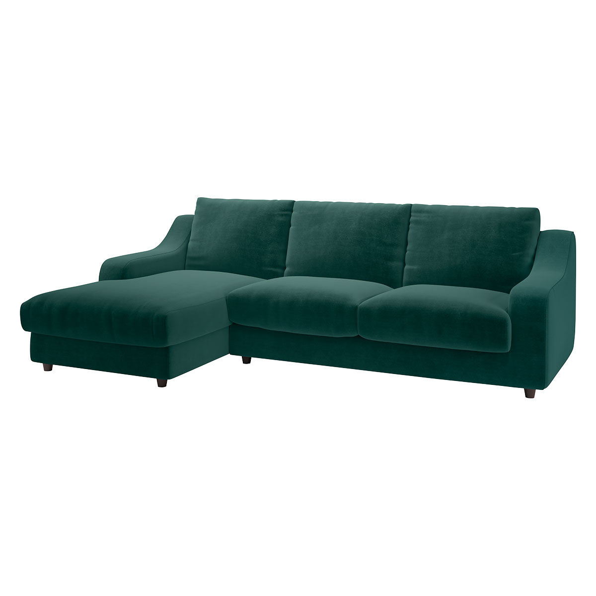 Slope Emerald Green Velvet Left Arm Chaise Sofa, Green – image 3