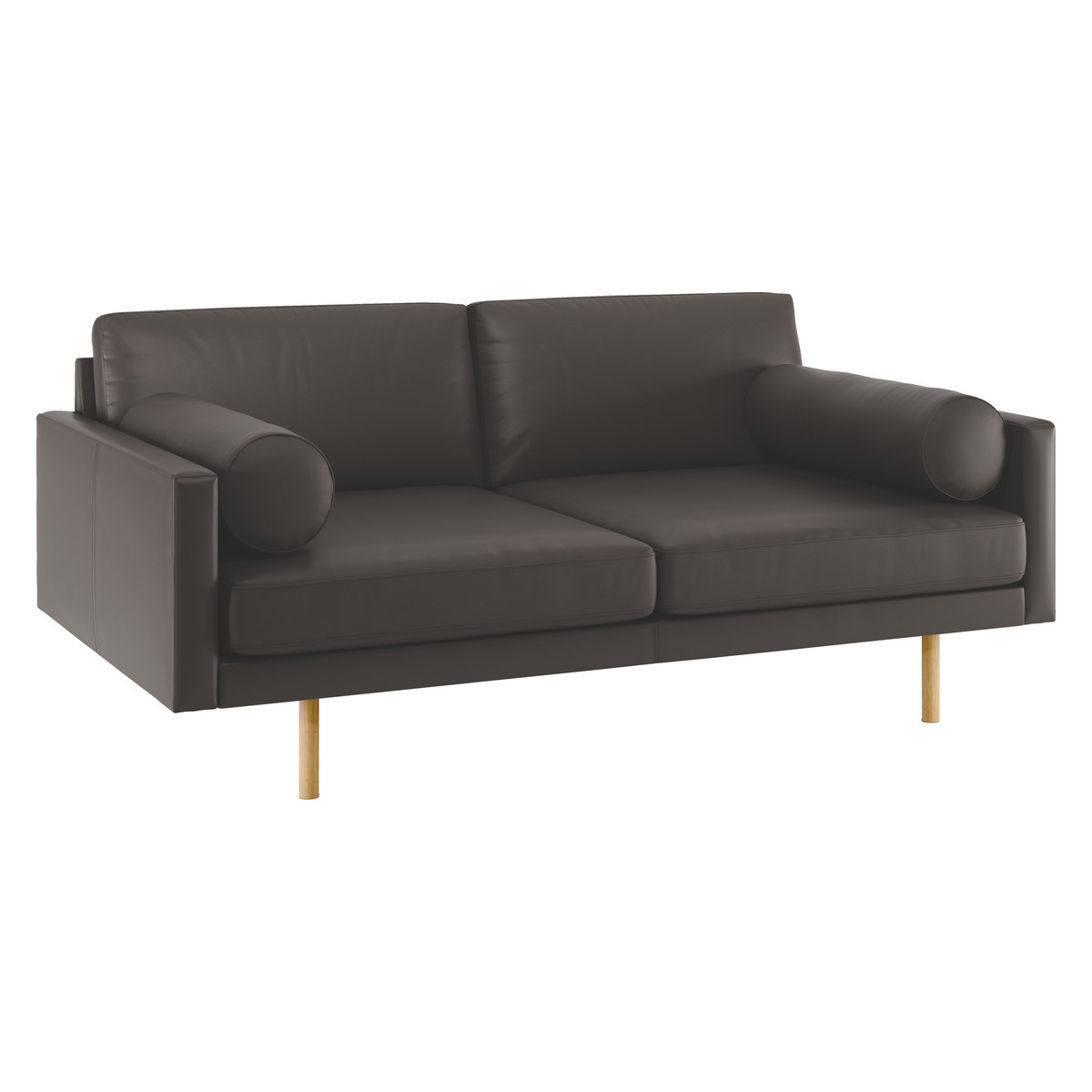 Spencer Brown Leather 2 Seater Sofa, Oak Legs, Brown – image 3