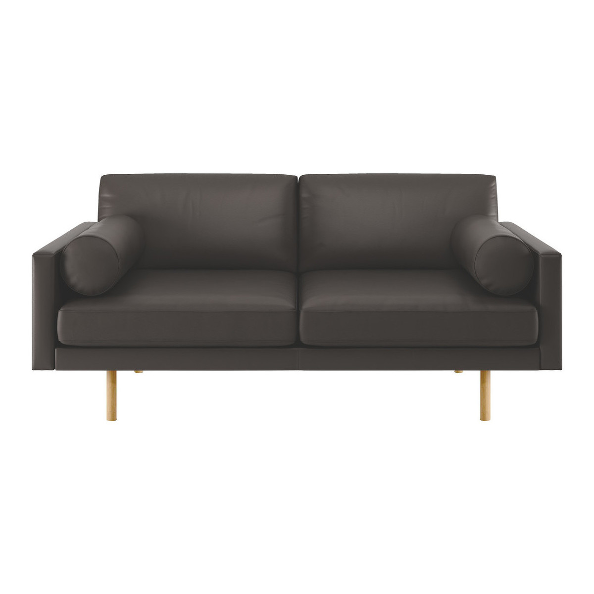 Spencer Brown Leather 2 Seater Sofa, Oak Legs, Brown – image 1