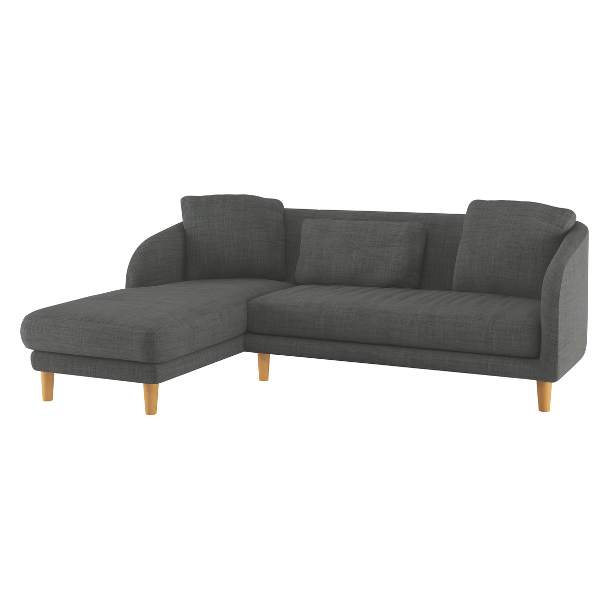 Colby Charcoal Grey Italian Woven FaBric Left Arm Chaise Sofa, Charcoal – image 3