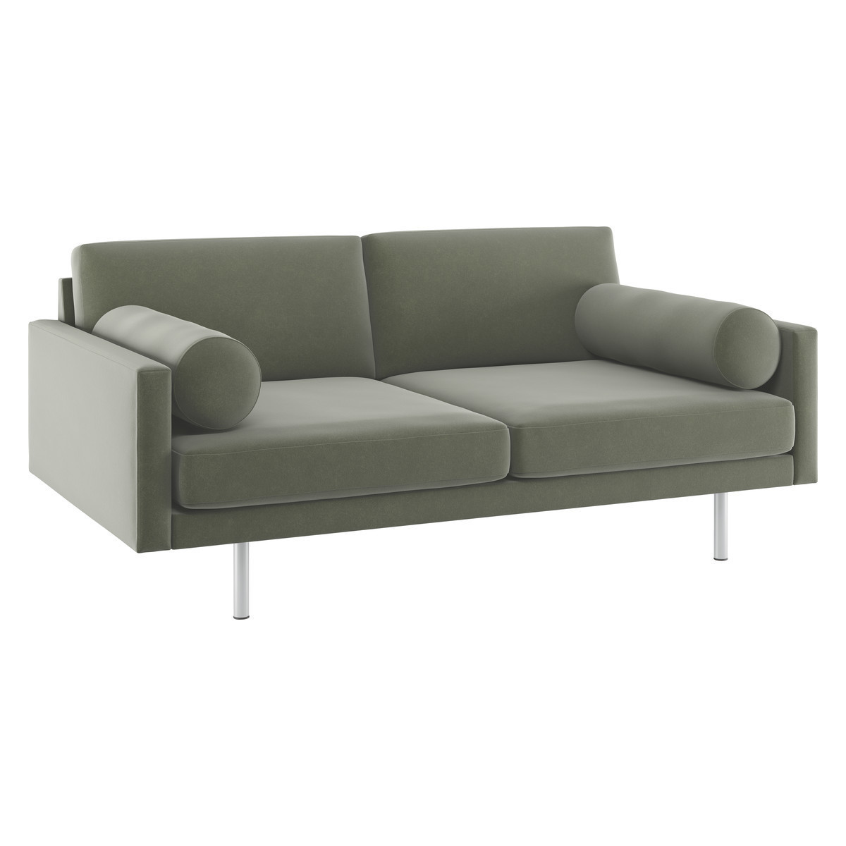 Spencer Sage Green Velvet 2 Seater Sofa, Metal Legs, Green Green – image 3