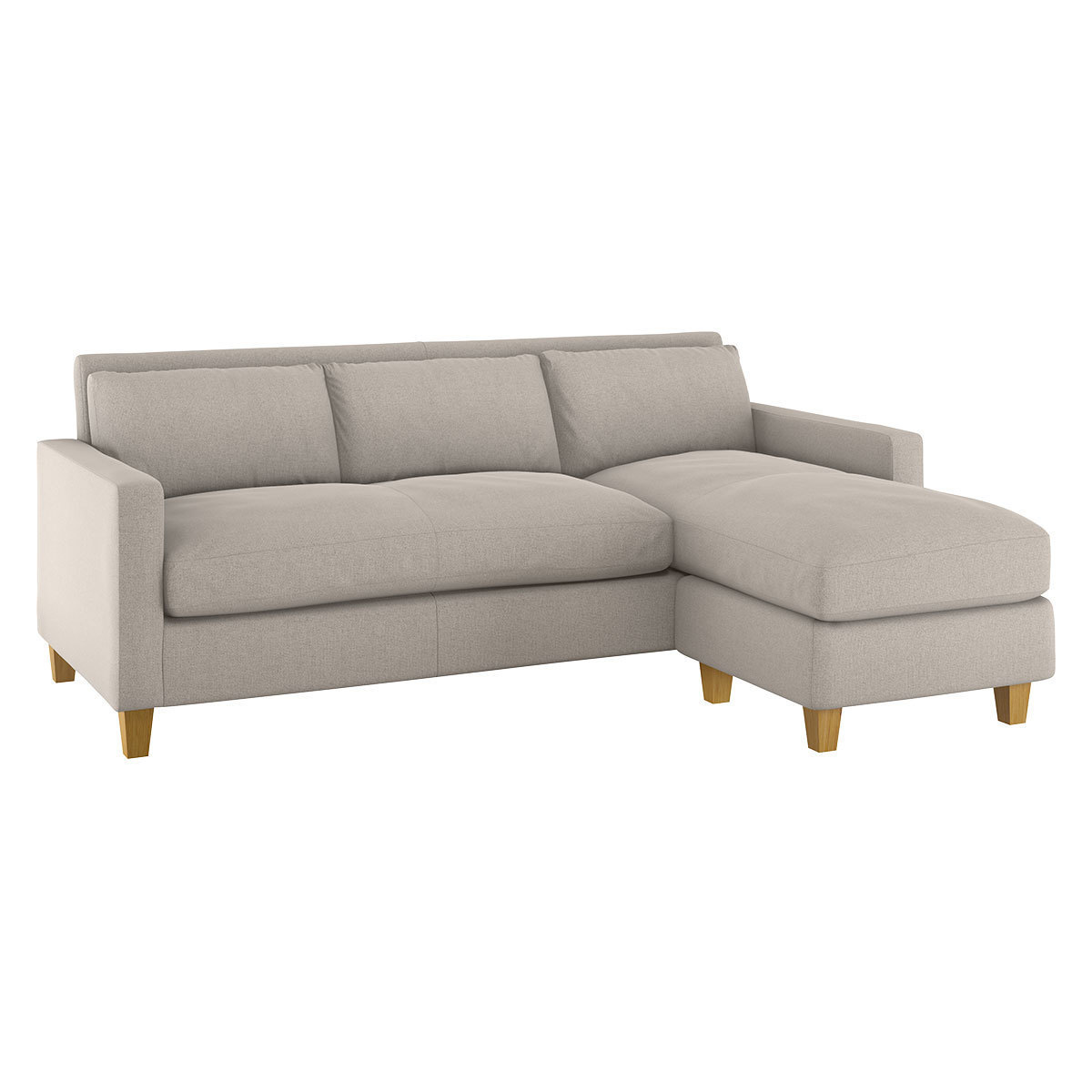 Chester Natural FaBric 3 Seater Chaise Sofa, Oak Feet, Natural – image 4