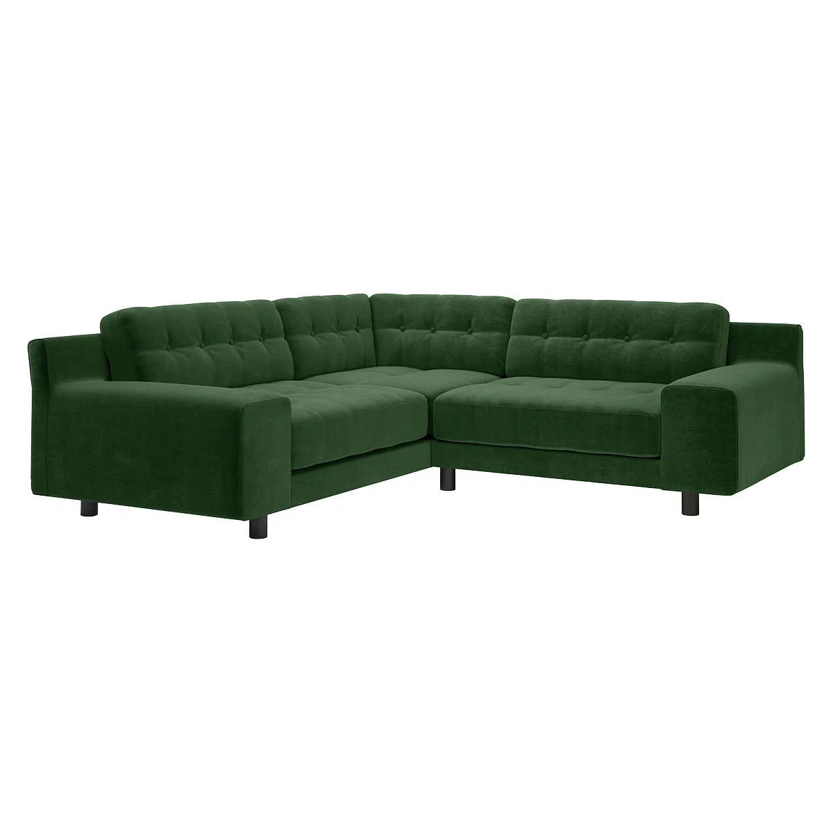 Hendricks 3 Seater Moss Green Velvet Right Hand Corner Sofa, Moss Green – image 3