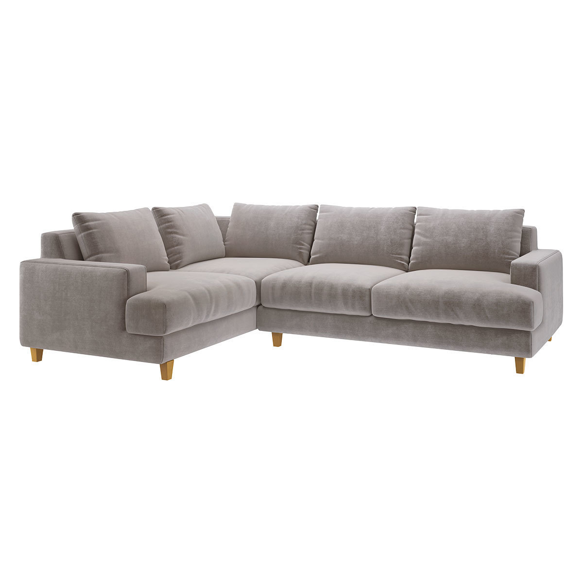 Wiltons Light Grey Velvet Right Hand Corner Sofa, Grey – image 3