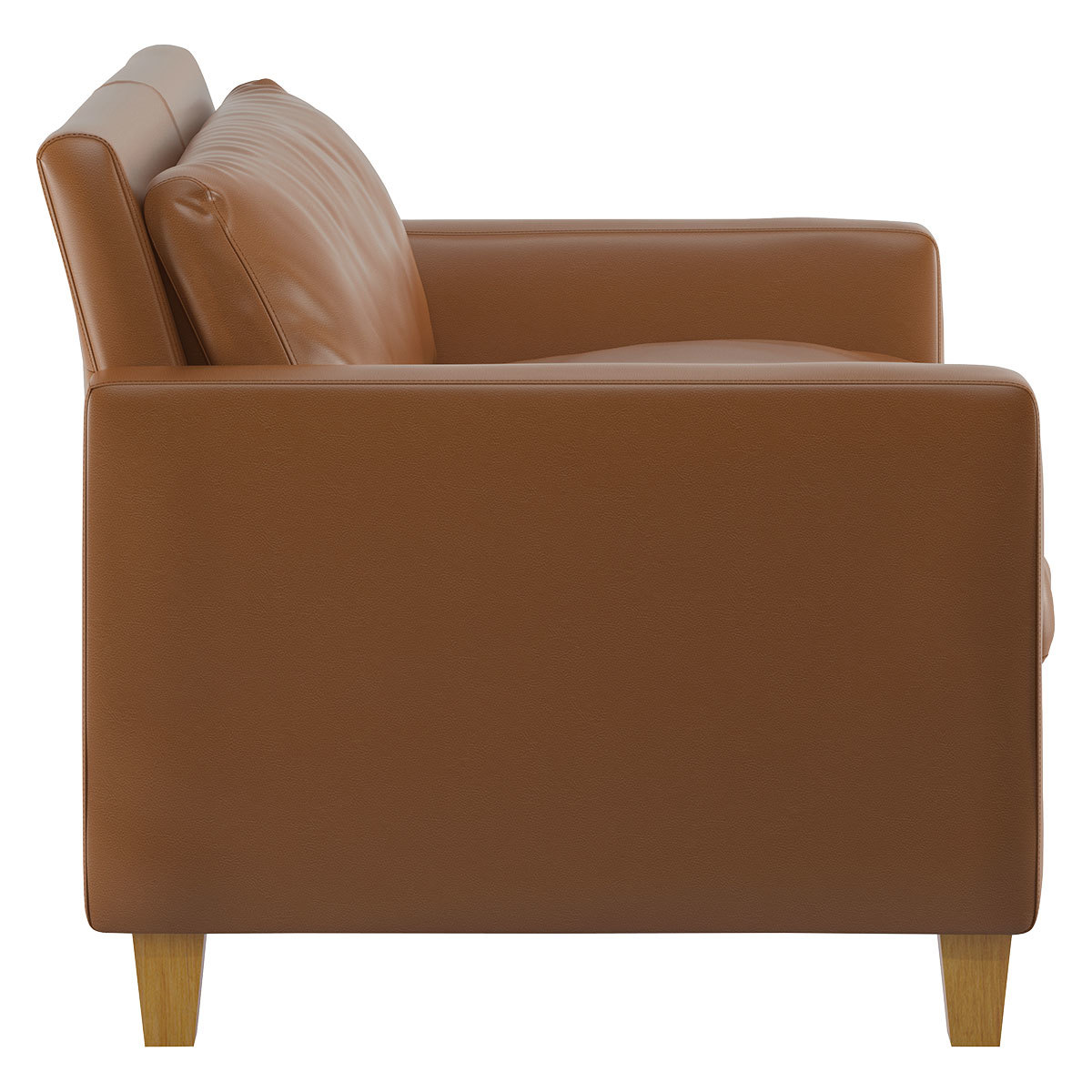 Chester Light Brown Leather Compact Sofa, Oak Stained Feet, Light Brown – image 3