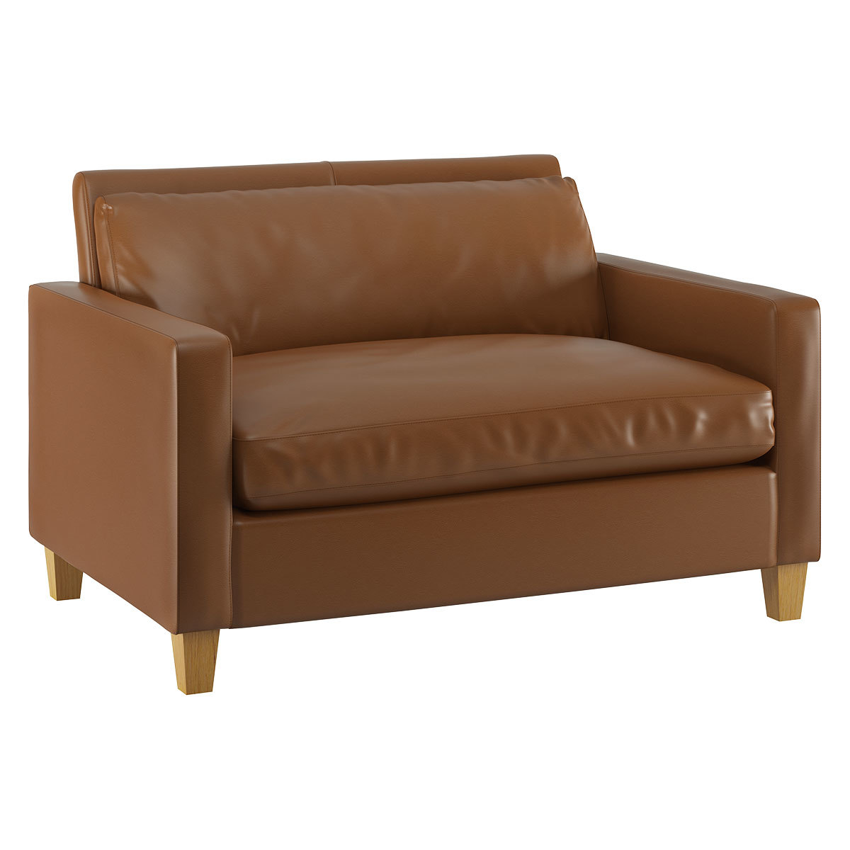 Chester Light Brown Leather Compact Sofa, Oak Stained Feet, Light Brown – image 4