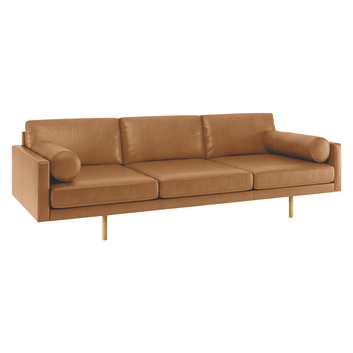 Spencer Mid Tan Leather 4 Seater Sofa, Oak Legs, Mid Tan – image 3