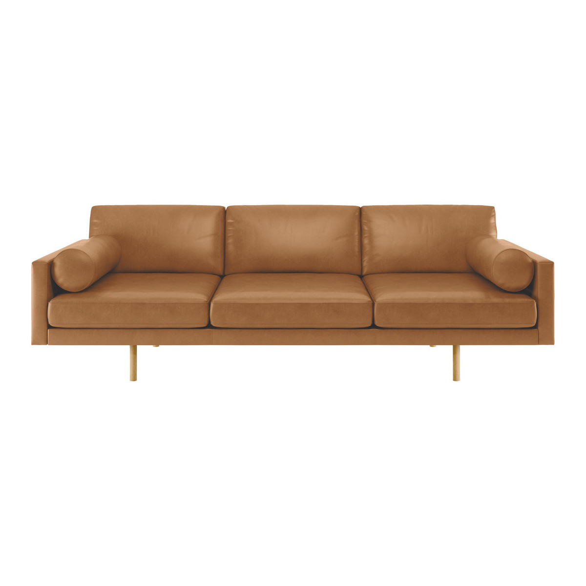 Spencer Mid Tan Leather 4 Seater Sofa, Oak Legs, Mid Tan – image 1