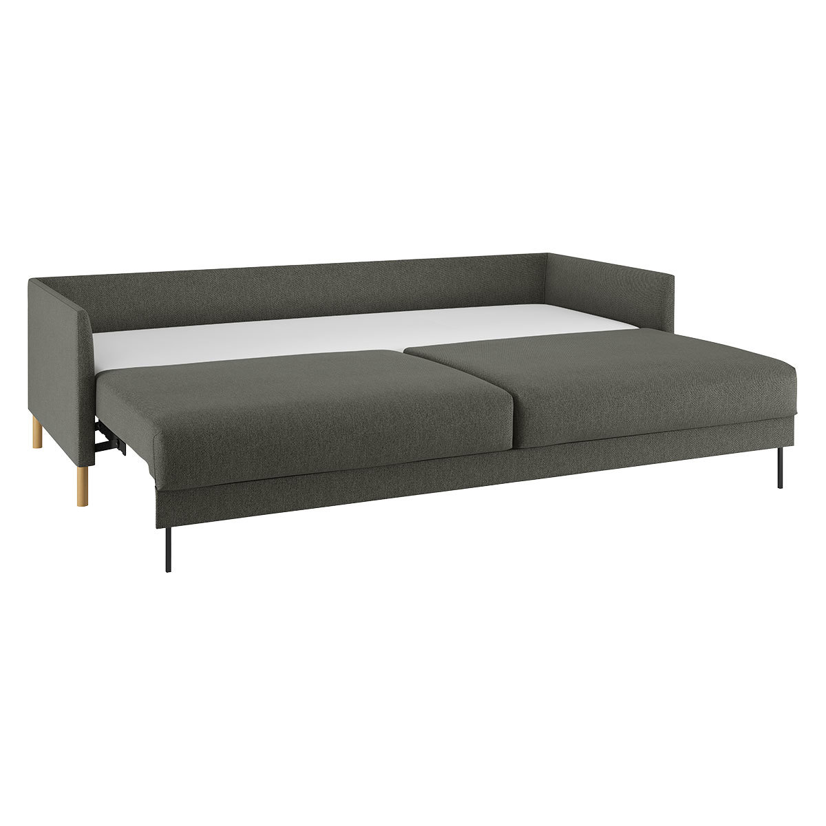 Hyde Charcoal Grey FaBric 3 Seater Sofa Bed, Wooden Legs, Charcoal – image 6