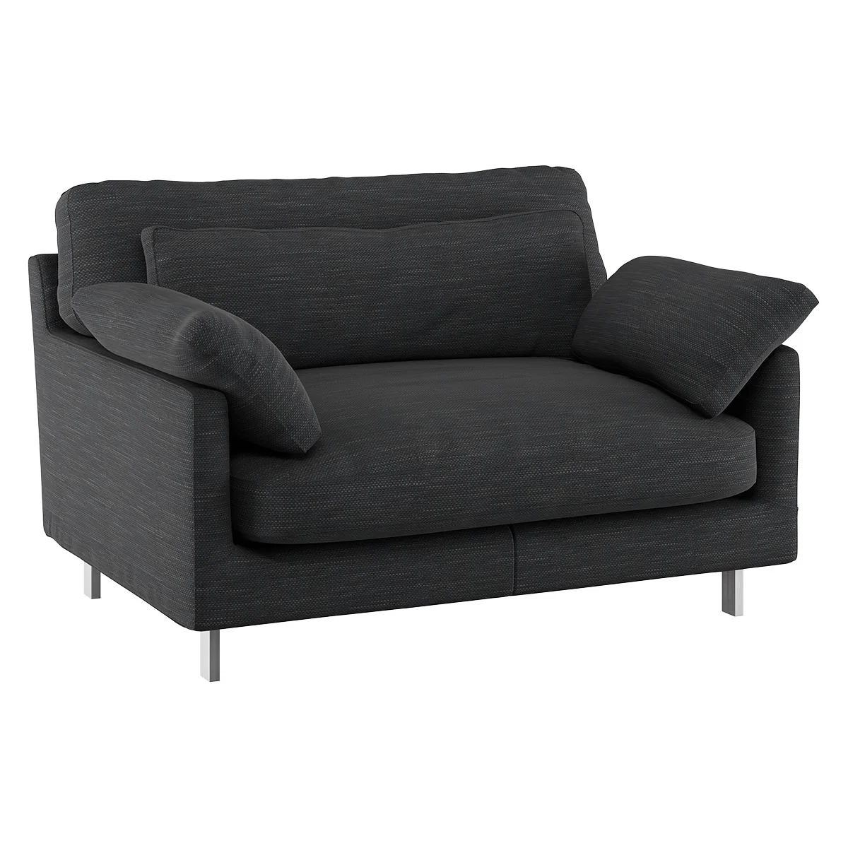 Cuscino Charcoal Grey Textured FaBric Compact Sofa, Charcoal – image 3