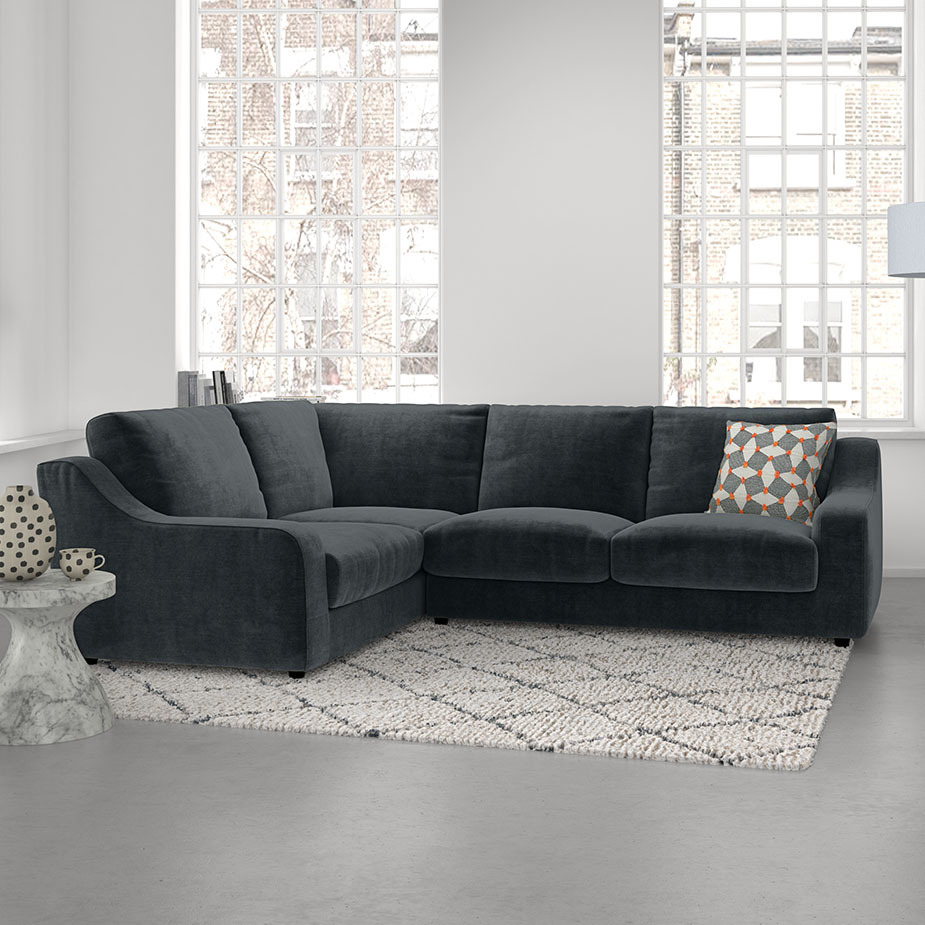 Slope Grey Italian Woven FaBric Left-Arm Corner Sofa, Grey – image 2
