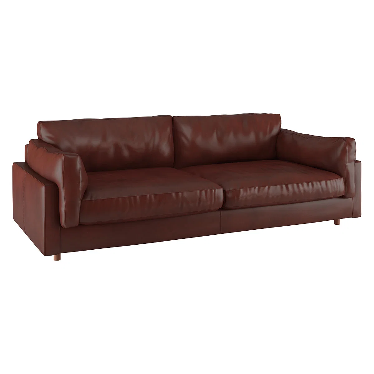 Elkin Tan Leather 4 Seat Sofa, Brown – image 3
