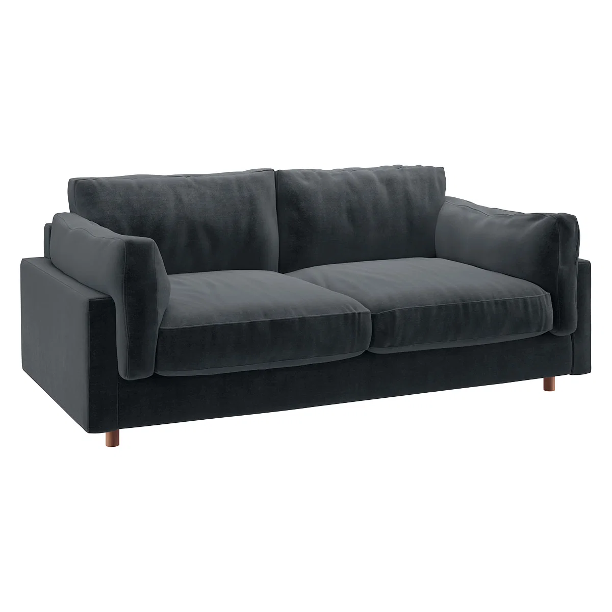 Elkin Dark Grey Velvet 3 Seat Sofa, Grey – image 3
