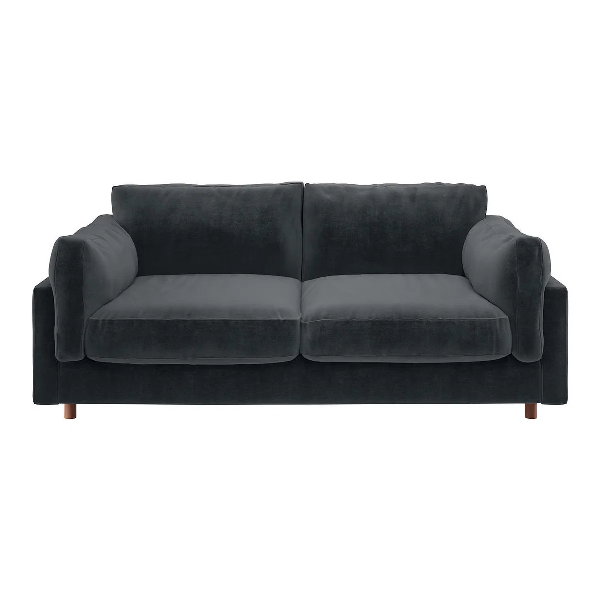 Elkin Dark Grey Velvet 3 Seat Sofa, Grey – image 1