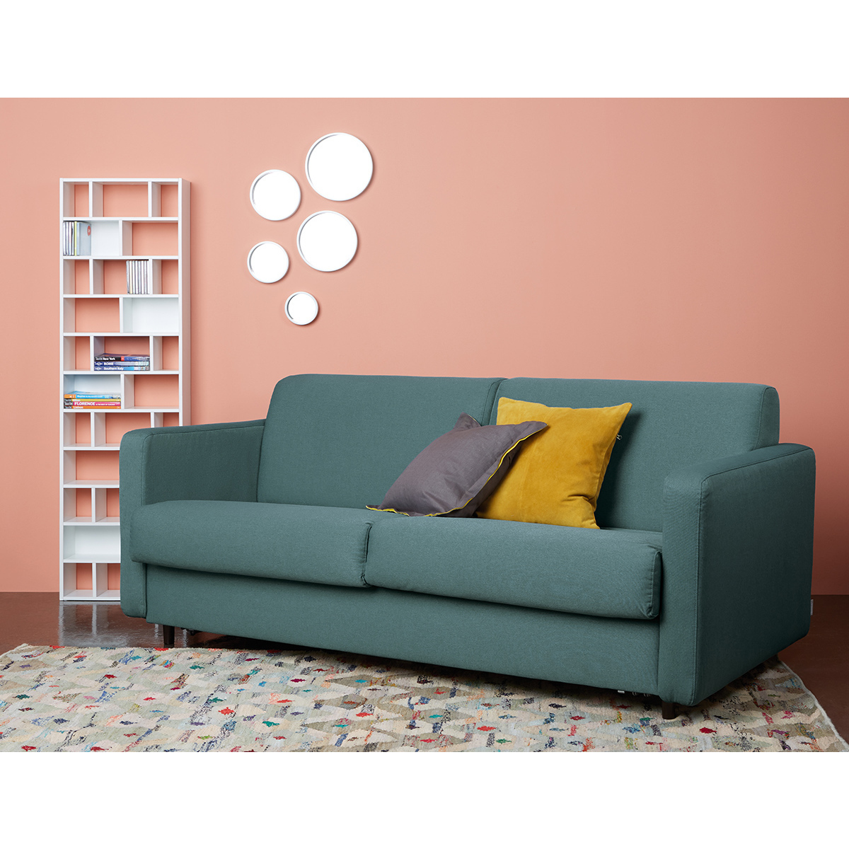Howi Yellow FaBric 2 Seater Sofa Bed, Saffron Yellow – image 2