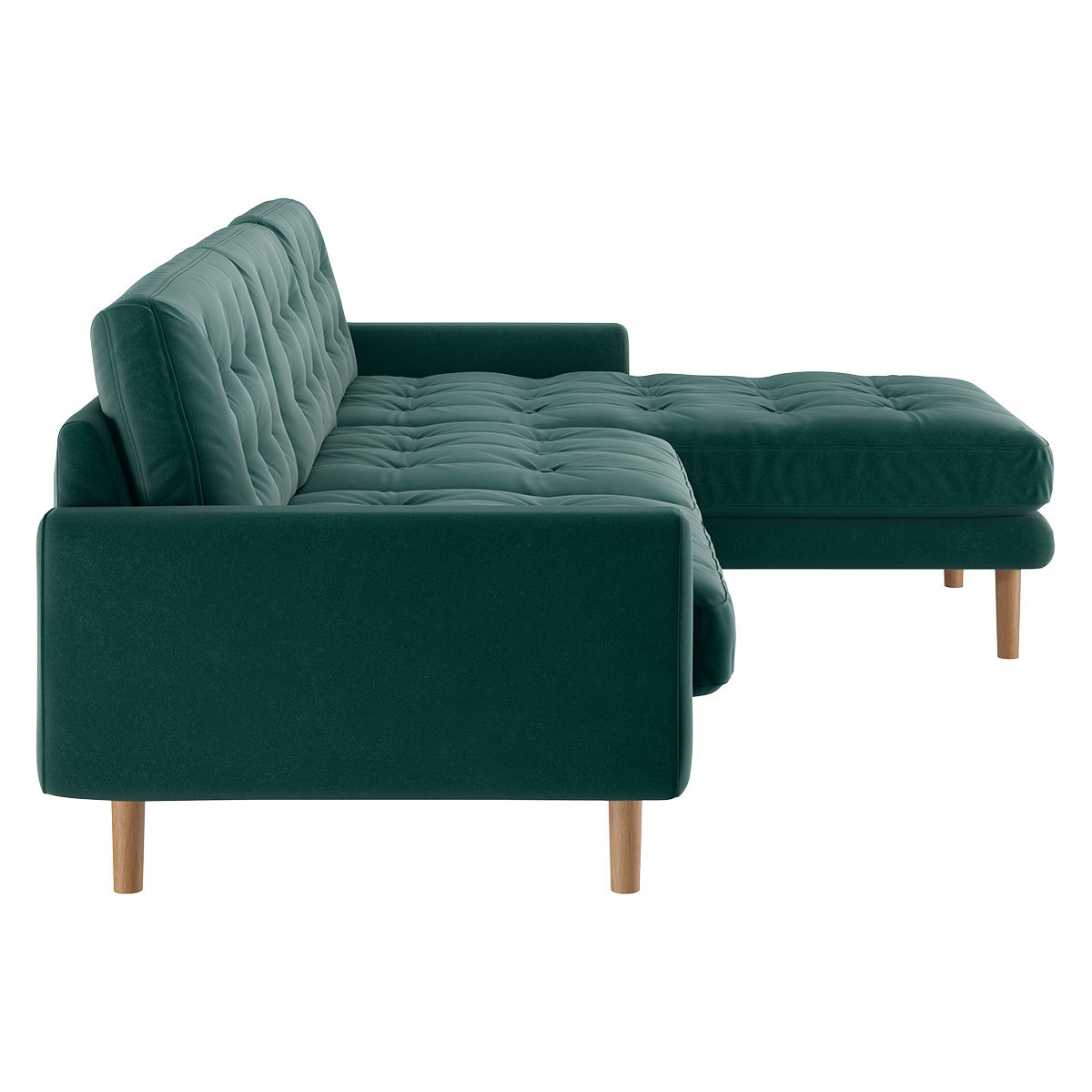 Fenner Emerald Green Velvet Right-Hand 4 Seater Chaise Sofa, Green – image 3