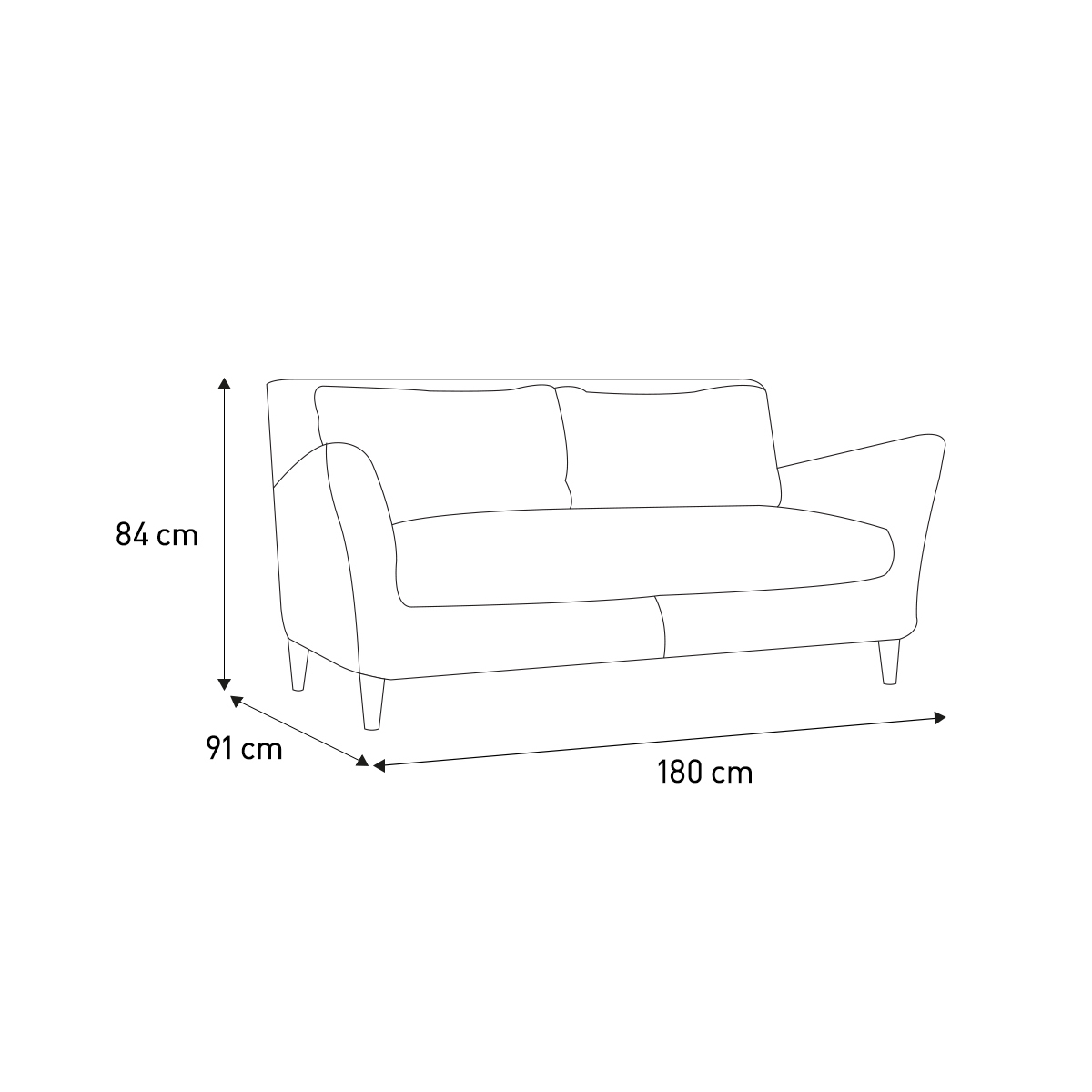Keele Charcoal Grey Wool 2 Seat Sofa, Charcoal – image 7