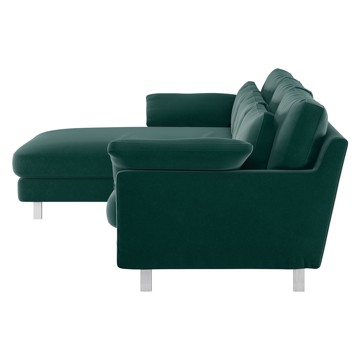 Cuscino Emerald Green Velvet Left-Arm Chaise Sofa, Green – image 4